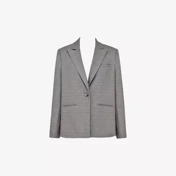 Однобортный клетчатый блейзер с заостренными лацканами из эластичной хлопковой смеси Mistress Rocks, коричневый