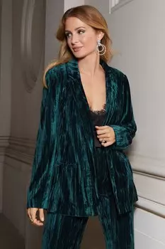 Однобортный костюм из мятого бархата, сшитый на заказ Friends Like These, зеленый