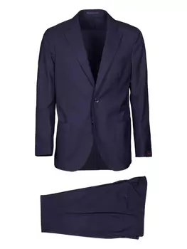 Однобортный костюм с накладным карманом Bagnoli Sartoria Napoli, синий