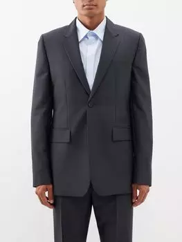 Однобортный костюмный пиджак из смесовой шерсти LOEWE, синий