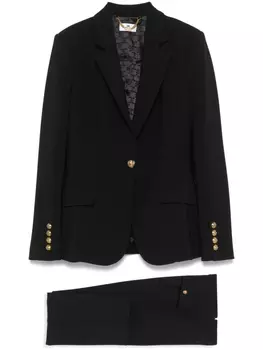 Однобортный креповый костюм Elisabetta Franchi, черный