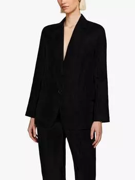 Однобортный льняной блейзер SISLEY, черный