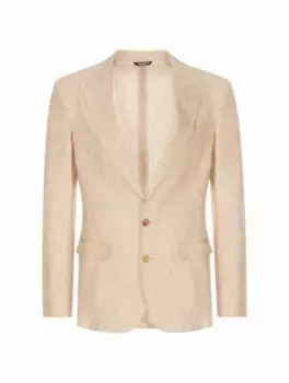 Однобортный льняной пиджак Dolce&Gabbana, бежевый
