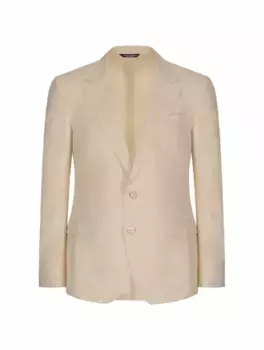 Однобортный льняной пиджак Dolce&Gabbana, бежевый