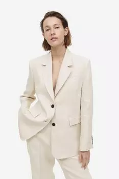 Однобортный льняной пиджак H&M