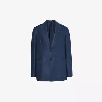 Однобортный льняной пиджак прямого кроя Corneliani, синий