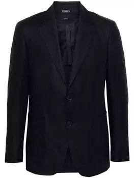 Однобортный льняной пиджак Zegna, синий