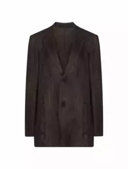 Однобортный льняной жакет Yohji Yamamoto, черный