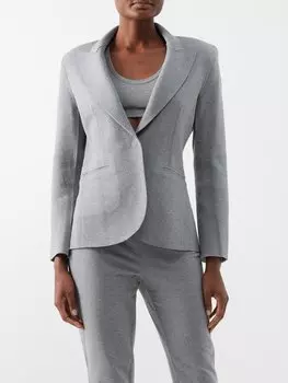 Однобортный махровый жакет из эластичного хлопка Norma Kamali, серый