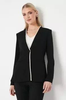 Однобортный пиджак без воротника с деталями «труба» Debenhams, черный