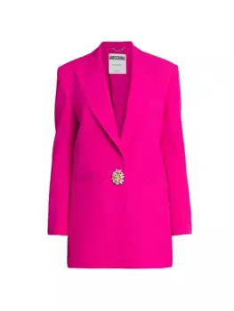 Однобортный пиджак-брошь Moschino, фуксия
