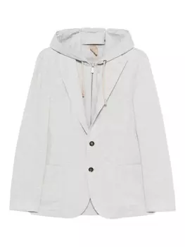 Однобортный пиджак Eleventy с капюшоном, серый