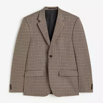 Однобортный пиджак H&M Checked, бежевый/черный