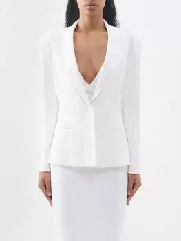 Однобортный пиджак из эластичного джерси Norma Kamali, белый
