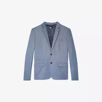 Однобортный пиджак из эластичной шерсти с зубчатыми лацканами The Kooples, синий