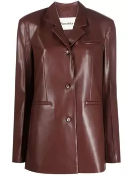 Однобортный пиджак из искусственной кожи Nanushka, красный