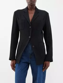 Однобортный пиджак из крепа Toteme, черный
