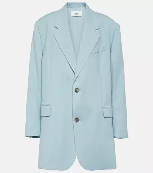 Однобортный пиджак из натуральной шерсти Ami Paris, синий