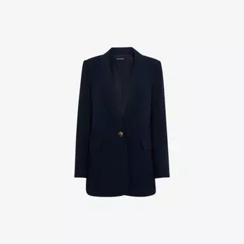 Однобортный пиджак из переработанного полиэстера с остроконечными лацканами Whistles, темно-синий