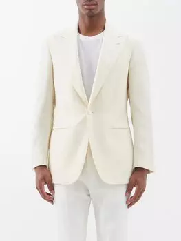 Однобортный пиджак из шелковой парусины Saman Amel, белый