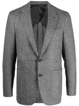Однобортный пиджак из смесовой шерсти Canali, серый