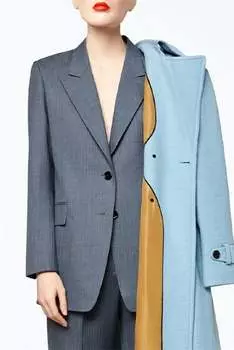 Однобортный пиджак из тонкой шерсти в синюю полоску LANDSCAPE