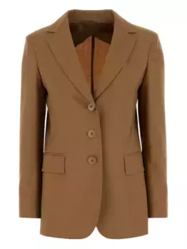 Однобортный пиджак из вирджинской шерсти MAX MARA, коричневый