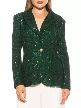 Однобортный пиджак Kai с пайетками Alexia Admor, изумруд