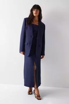 Однобортный пиджак премиум-класса Warehouse, темно-синий