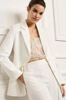 Однобортный пиджак приталенного кроя и карманами Next, белый
