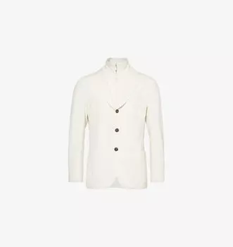 Однобортный пиджак прямого кроя из эластичной хлопковой смеси с внутренними вставками Eleventy, желтый