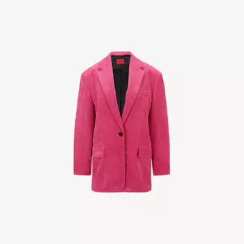 Однобортный пиджак Regular-Fit из эластичного вельвета Hugo, розовый
