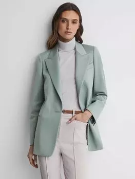Однобортный пиджак Reiss Celeste из смесовой шерсти, зеленый