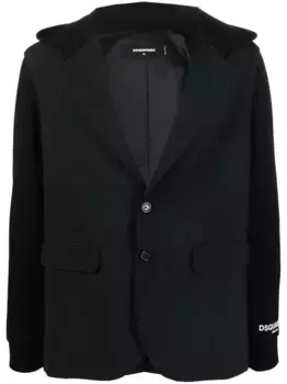 Однобортный пиджак с капюшоном DSQUARED2, черный