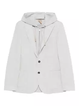 Однобортный пиджак с капюшоном Eleventy, серый