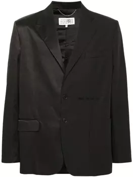 Однобортный пиджак с контрастной отделкой MM6 Maison Margiela, черный