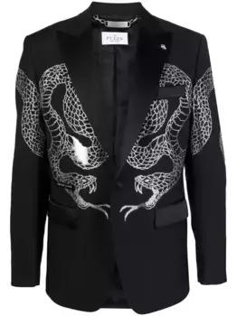 Однобортный пиджак с кристаллами Philipp Plein, черный