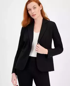 Однобортный пиджак с лацканами Anne Klein, черный