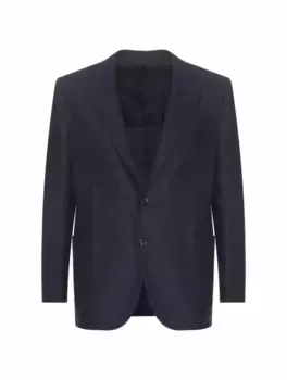 Однобортный пиджак с микроузором Kiton, тёмно-синий
