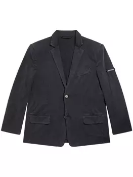 Однобортный пиджак с нашивкой-логотипом Balenciaga, черный