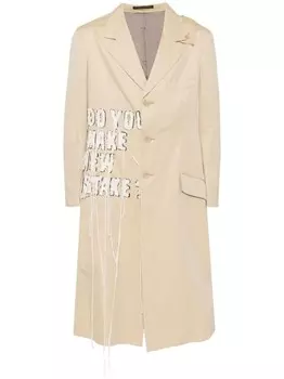 Однобортный пиджак с нашивкой Yohji Yamamoto, нейтральный цвет