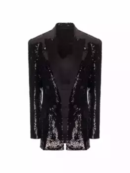Однобортный пиджак с пайетками Balmain, черный