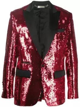 Однобортный пиджак с пайетками Philipp Plein, красный