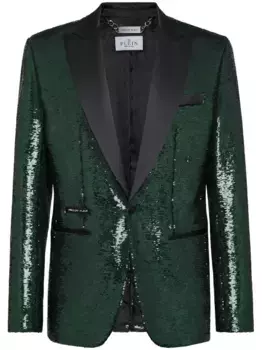 Однобортный пиджак с пайетками Philipp Plein, зеленый
