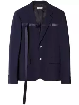 Однобортный пиджак с ремешком и пряжкой OFF-WHITE, синий