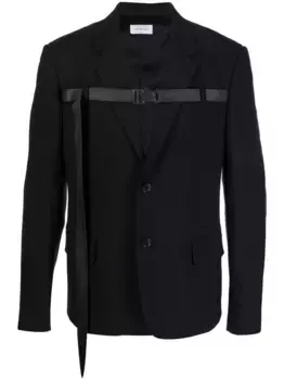 Однобортный пиджак с ремешком и пряжкой OFF-WHITE, черный