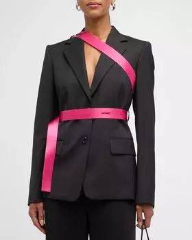 Однобортный пиджак с ремнем безопасности Helmut Lang, цвет Blk/Fuscha