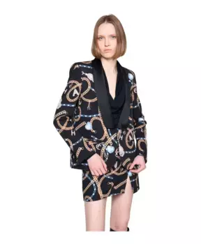 Однобортный пиджак с узором и шалевым воротником Silvian Heach, черный