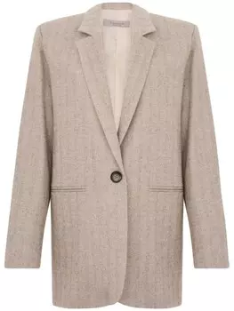 Однобортный пиджак с узором в елочку D.Exterior, нейтральный цвет