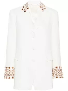 Однобортный пиджак с вышивкой Ermanno Scervino, белый